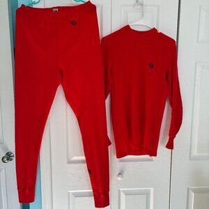 Men' s red wool base layer or long underwear, size large